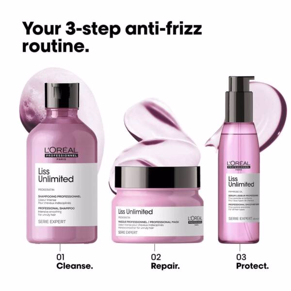 Loreal Professionnel Liss Unlimited Shampoo 300ml, Hair Mask 250gm & Hair Serum 125ml, Serie Expert - Image 2