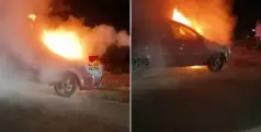 #carfire | ഓടിക്കൊണ്ടിരിക്കെ കാറിന് തീപിടിച്ചു; കാറിലുണ്ടായിരുന്ന അഞ്ച് പേരും പരിക്കുകളില്ലാതെ രക്ഷപ്പെട്ടു