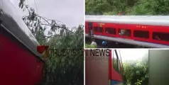 മഴ ശക്തം... ചെറുതുരുത്തിയിൽ ഓടിക്കൊണ്ടിരുന്ന ട്രെയിന് മുകളിൽ മരക്കൊമ്പുകൾ വീണു