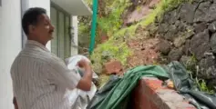 ഗൃഹപ്രവേശം നടക്കേണ്ടിയിരുന്ന വീടിന്റെ സംരക്ഷണഭിത്തി തകര്‍ന്നുവീണ് ഒന്നരമാസം പ്രായമായ കുഞ്ഞിന് പരിക്ക്