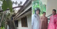 വീടിന് മുകളില്‍ തെങ്ങ് വീണ് നാശനഷ്ടം