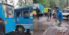 സ്വകാര്യ ബസുകൾ കൂട്ടിയിടിച്ച് അപകടം ; പത്ത് പേർക്ക് പരിക്കേറ്റു