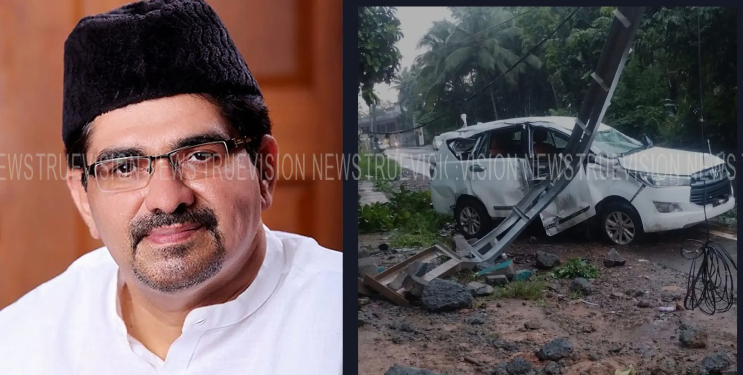 #ACCIDENT| പാണക്കാട് ബഷീറലി ശിഹാബ് തങ്ങള്‍ സഞ്ചരിച്ച  കാര്‍ അപകടത്തില്‍പ്പെട്ടു