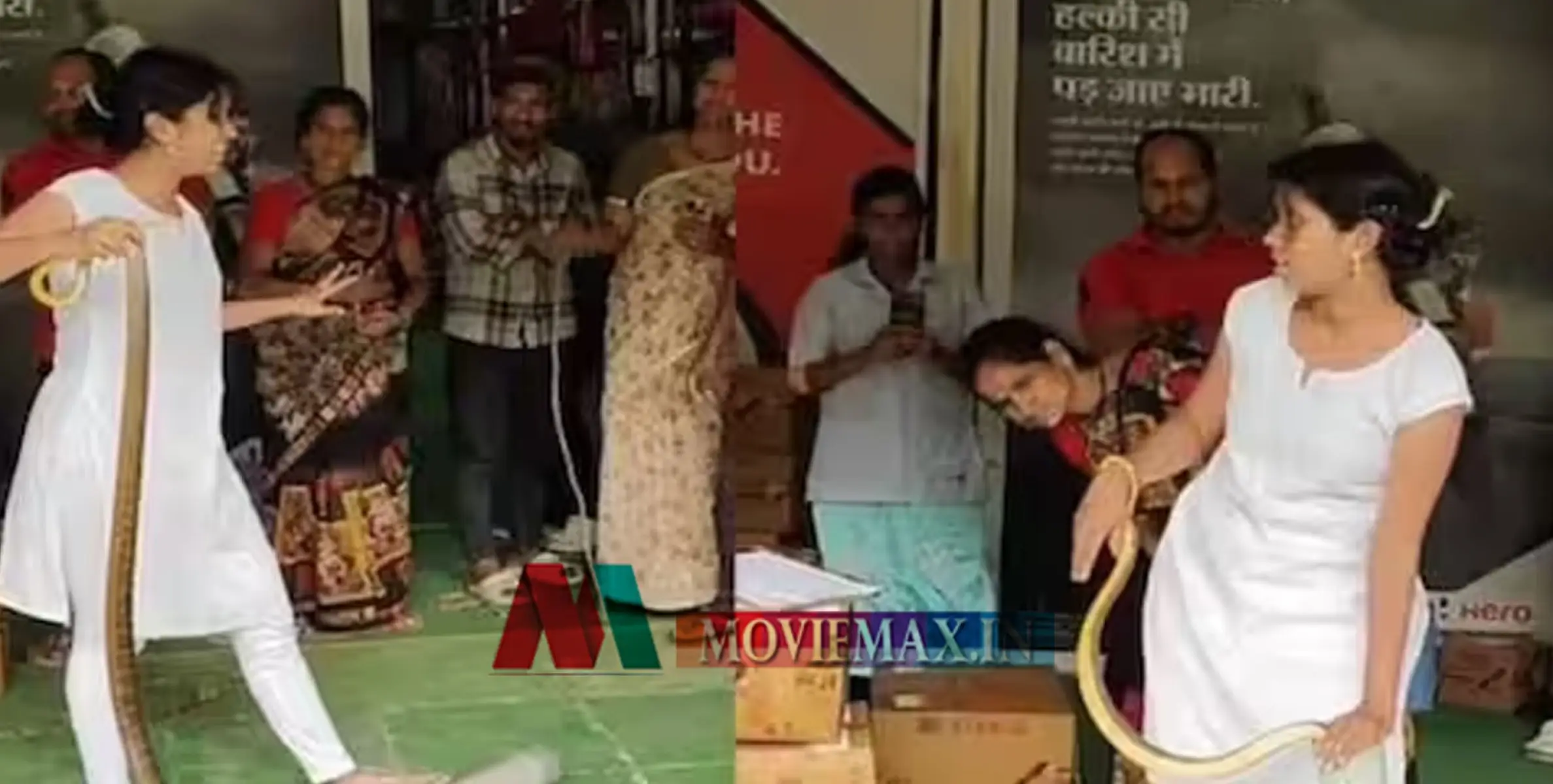 #viralvideo |  ന​ഗ്നമായ കൈകളില്‍  പാമ്പുമായി നിൽക്കുന്ന സ്ത്രീ, വീഡിയോ വൈറലാകുന്നു  