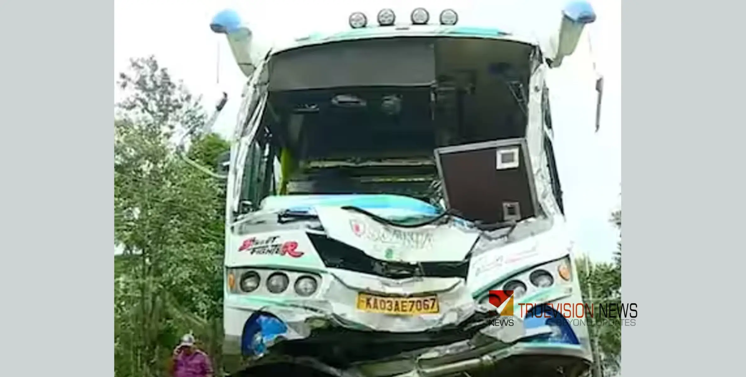 #busaccident| സുൽത്താൻബത്തേരിയിൽ ബസ്സിടിച്ച് പരിക്കേറ്റ കൊമ്പൻ അവശൻ, തകർന്ന ബസ് വനം വകുപ്പിന്‍റ കസ്റ്റഡിയിൽ