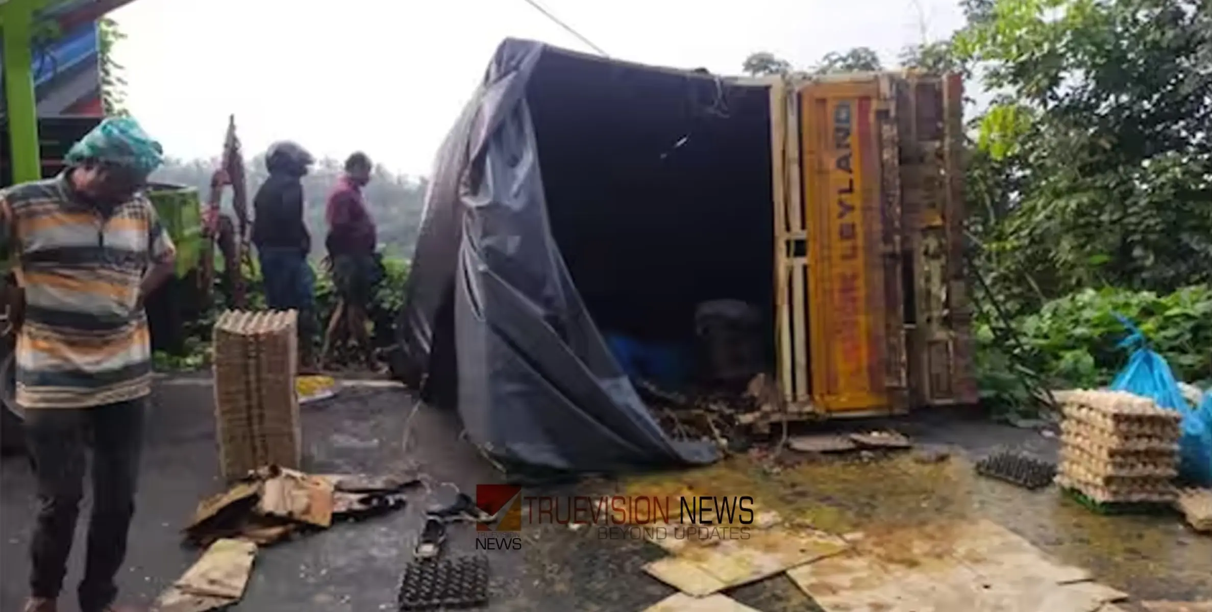 #accident | ചുരം റോഡിൽ നൂറുക്കണക്കിന് കോഴി മുട്ടകൾ പൊട്ടിയൊലിച്ചു; അപകടത്തിൽപ്പെട്ടത് മുട്ട കയറ്റി എത്തിയ മിനി ലോറി