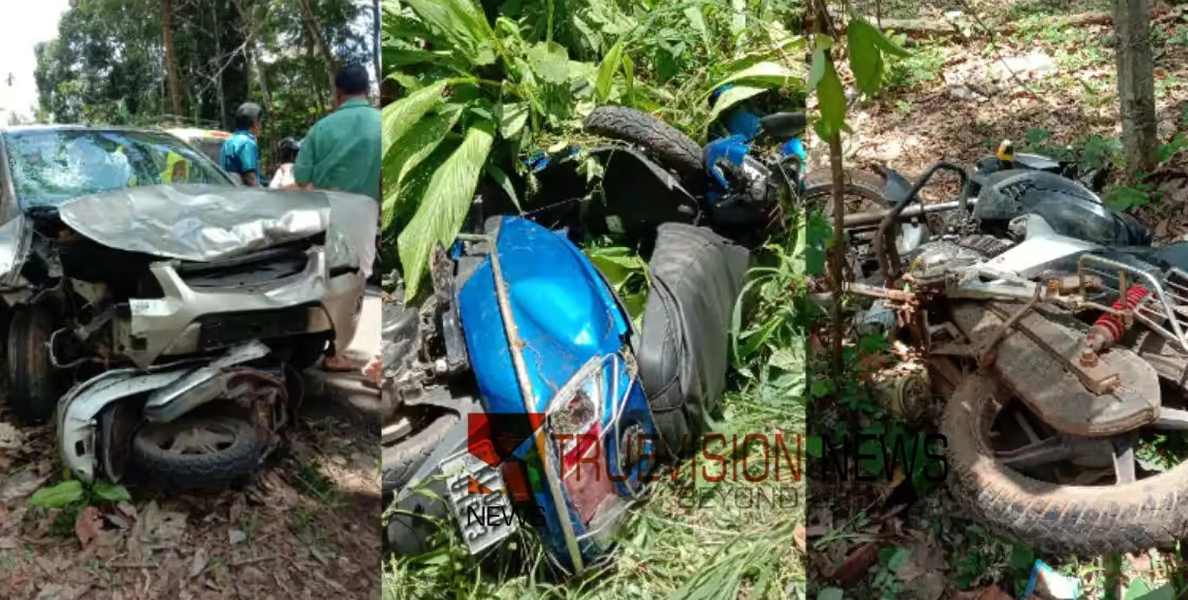 #accident | കാർ നിയന്ത്രണം വിട്ട് ഒരു ബൈക്കും രണ്ട്  സ്കൂട്ടറുകളും ഇടിച്ച് തെറിപ്പിച്ചു, ഒരാൾ മരിച്ചു