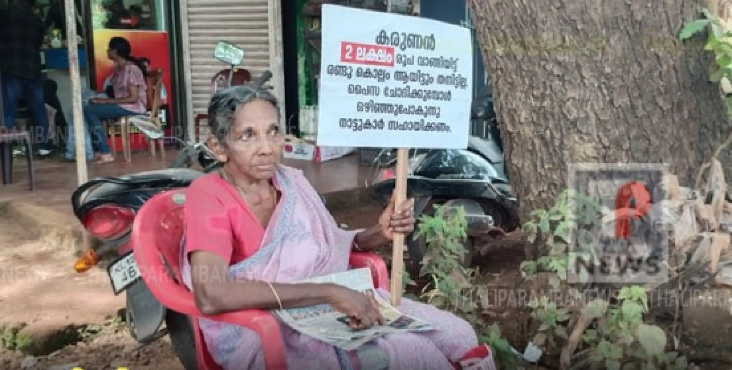 ജീവിത സമ്പാദ്യമായ 2 ലക്ഷം രൂപ തട്ടിയെടുത്തവർക്ക് മുമ്പിൽ നീതിക്കുവേണ്ടി ഒറ്റയാൾ സമരവുമായി എൺപത്കാരി എൽസി