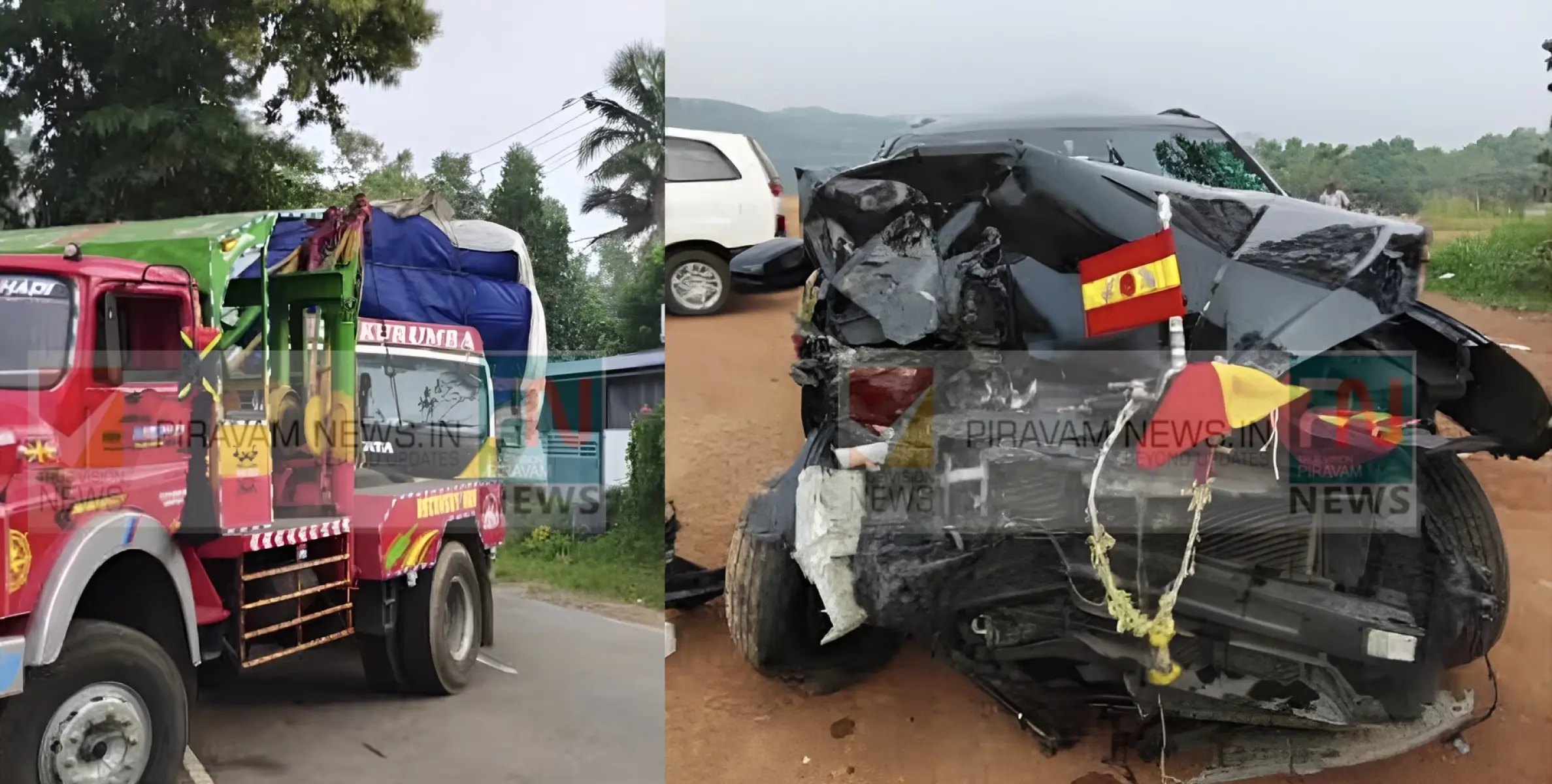 #Accident | ശബരിമല തീർത്ഥാടകർ സഞ്ചരിച്ച കാർ ലോറിയുമായി കൂട്ടിയിടിച്ച് അപകടം.