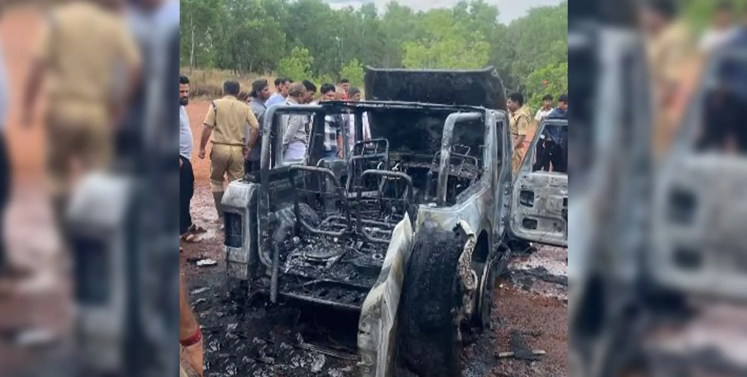 കുമ്പളത്ത് അഭ്യാസപ്രകടനത്തിനിടെ പുതിയ ഥാർ കത്തി നശിച്ചു.