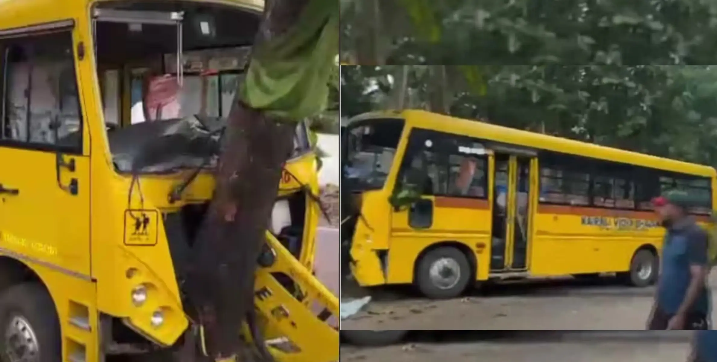 നിയന്ത്രണം വിട്ട സ്കൂൾ ബസ് മരത്തിലിടിച്ച് അപകടം; 12 വിദ്യാർത്ഥികൾക്ക് പരിക്ക്