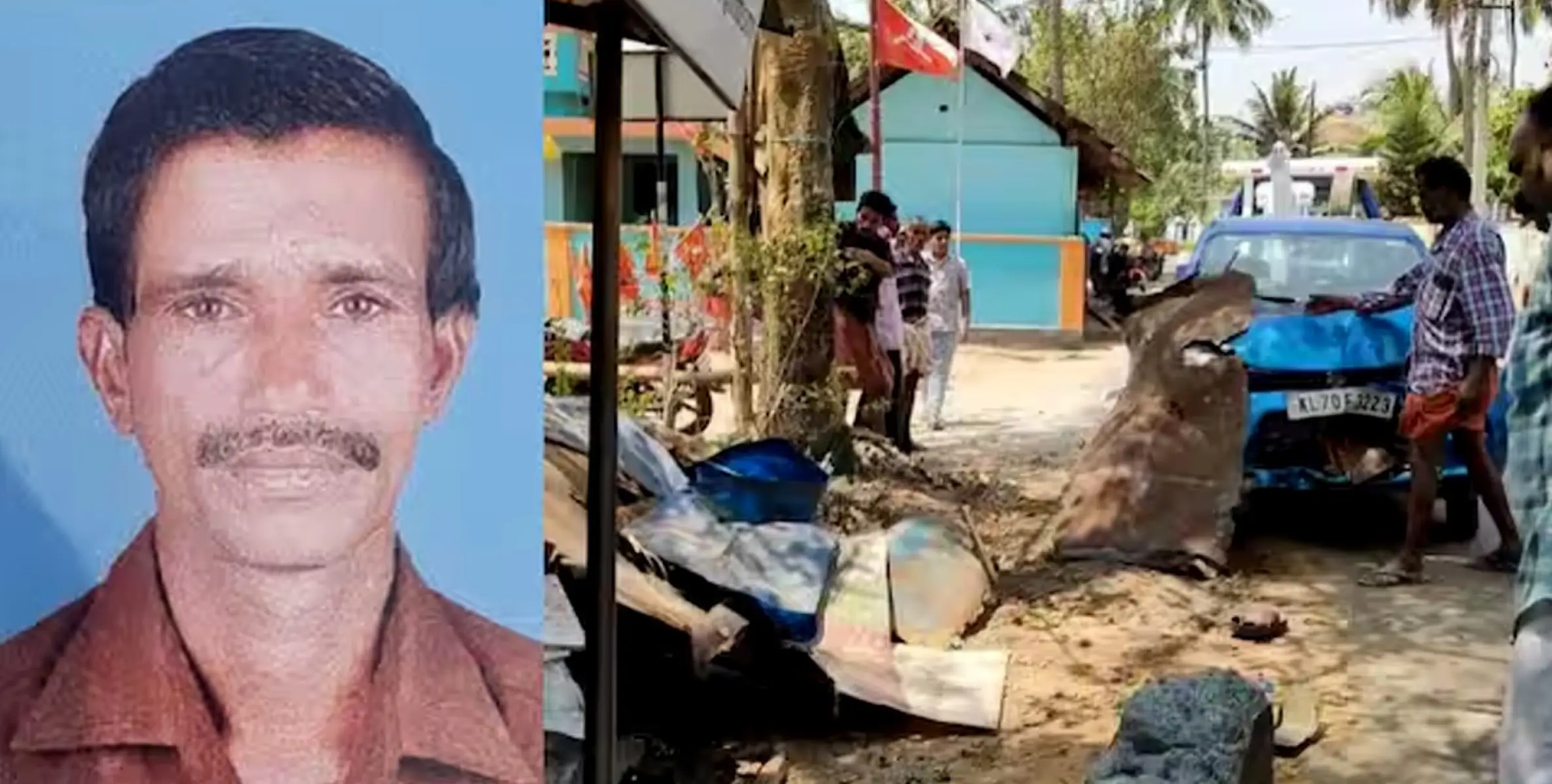 നിയന്ത്രണം വിട്ട കാർ റോഡരികിലെ ചായക്കടയിൽ ഇടിച്ചു കയറി ഗൃഹനാഥന് ദാരുണാന്ത്യം.