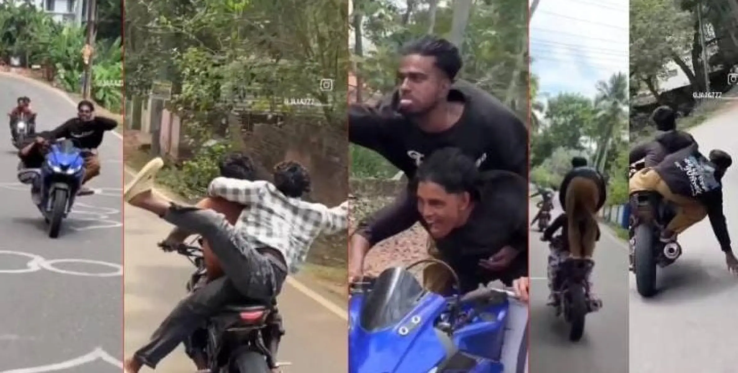 ബൈക്കിൽ എഴുന്നേറ്റ് നിന്നും ഡാൻസ് കളിച്ചും യാത്ര; നടുറോഡിൽ യുവാക്കളുടെ അഭ്യാസ പ്രകടനം; നാല് പേർ അറസ്റ്റിൽ