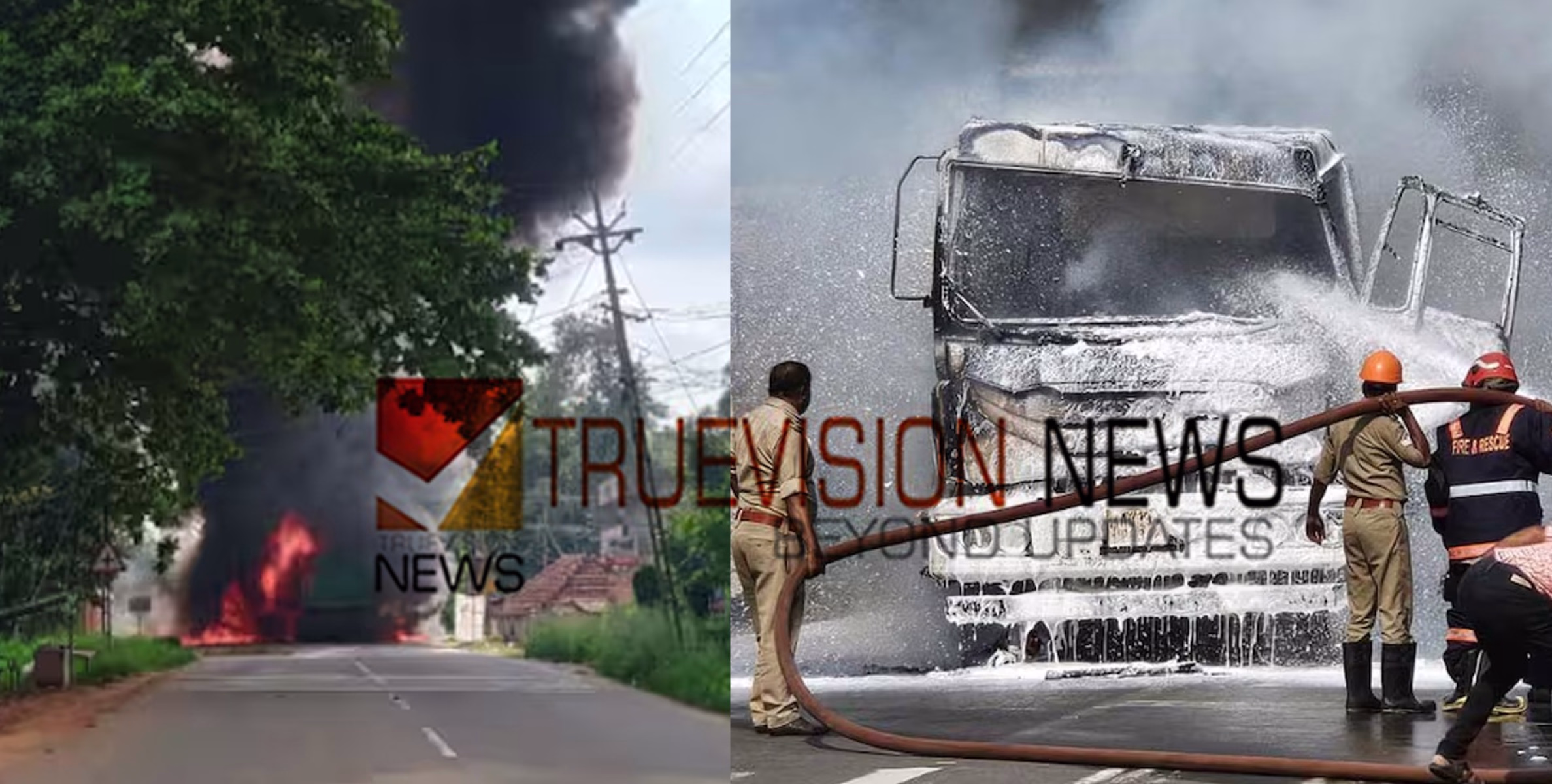ഓടിക്കൊണ്ടിരുന്ന ടോറസ് ലോറിക്ക് തീപിടിച്ചു; ഡ്രൈവർ രക്ഷപ്പെട്ടത് തലനാരിഴയ്ക്ക്