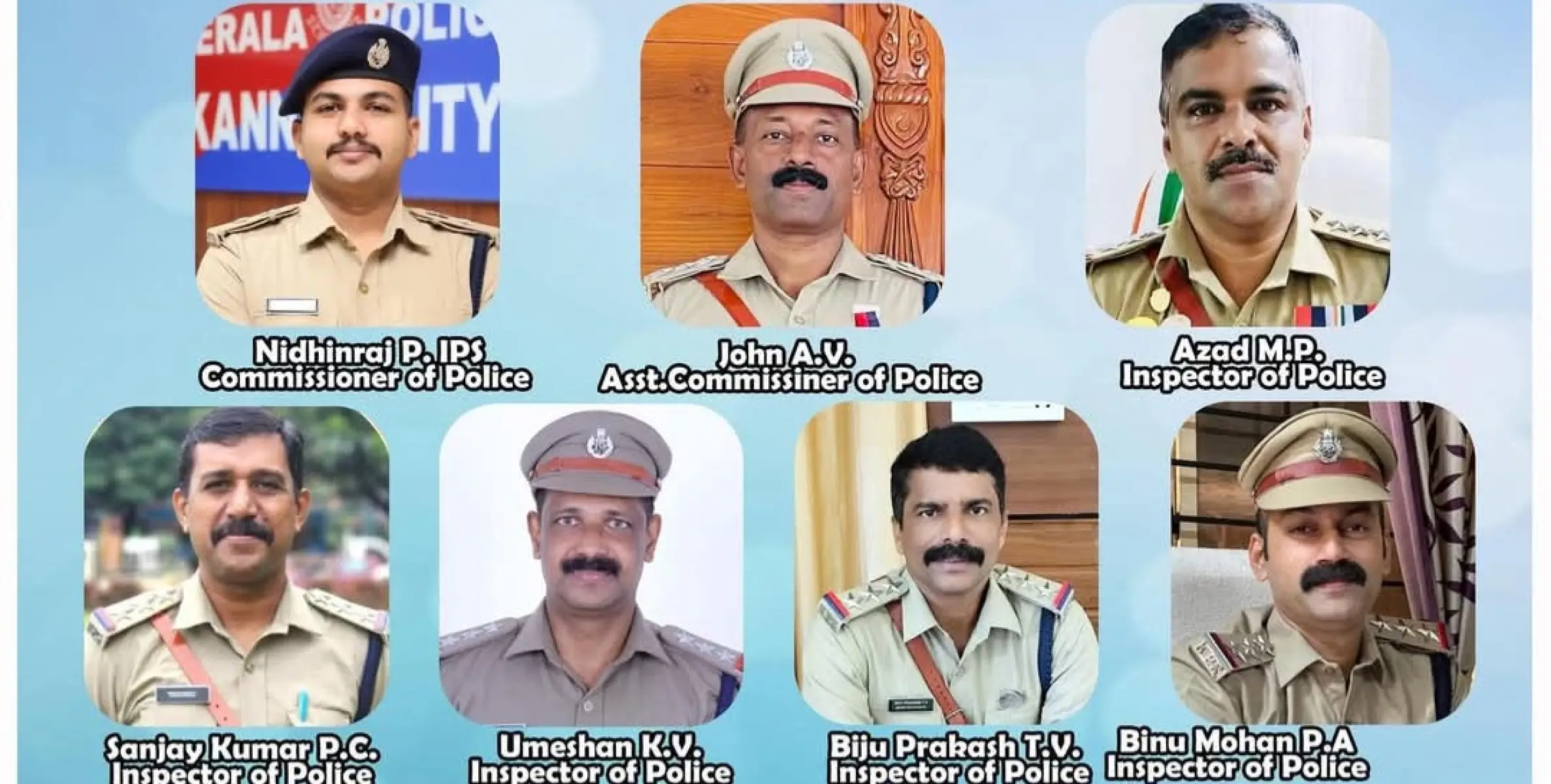 ജില്ലയിലെ പോലീസ് ഉദ്യോഗസ്ഥർക്ക് സംസ്ഥാന പോലീസ് മേധാവിയുടെ ബാഡ്ജ് ഓഫ് ഓണർ പുരസ്കാരം