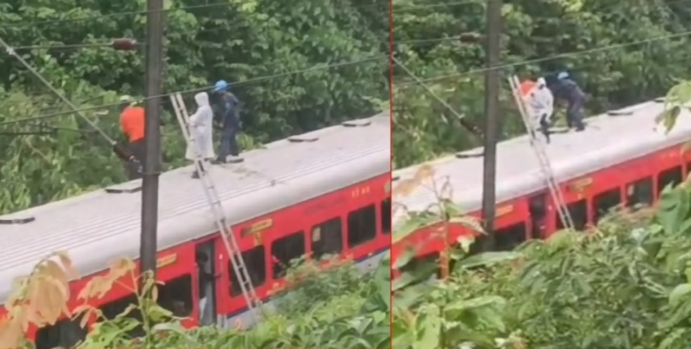 ചെറുതുരുത്തിയില്‍ ഓടിക്കൊണ്ടിരുന്ന ട്രെയിനിന് മുകളിലേക്ക് മരം വീണു