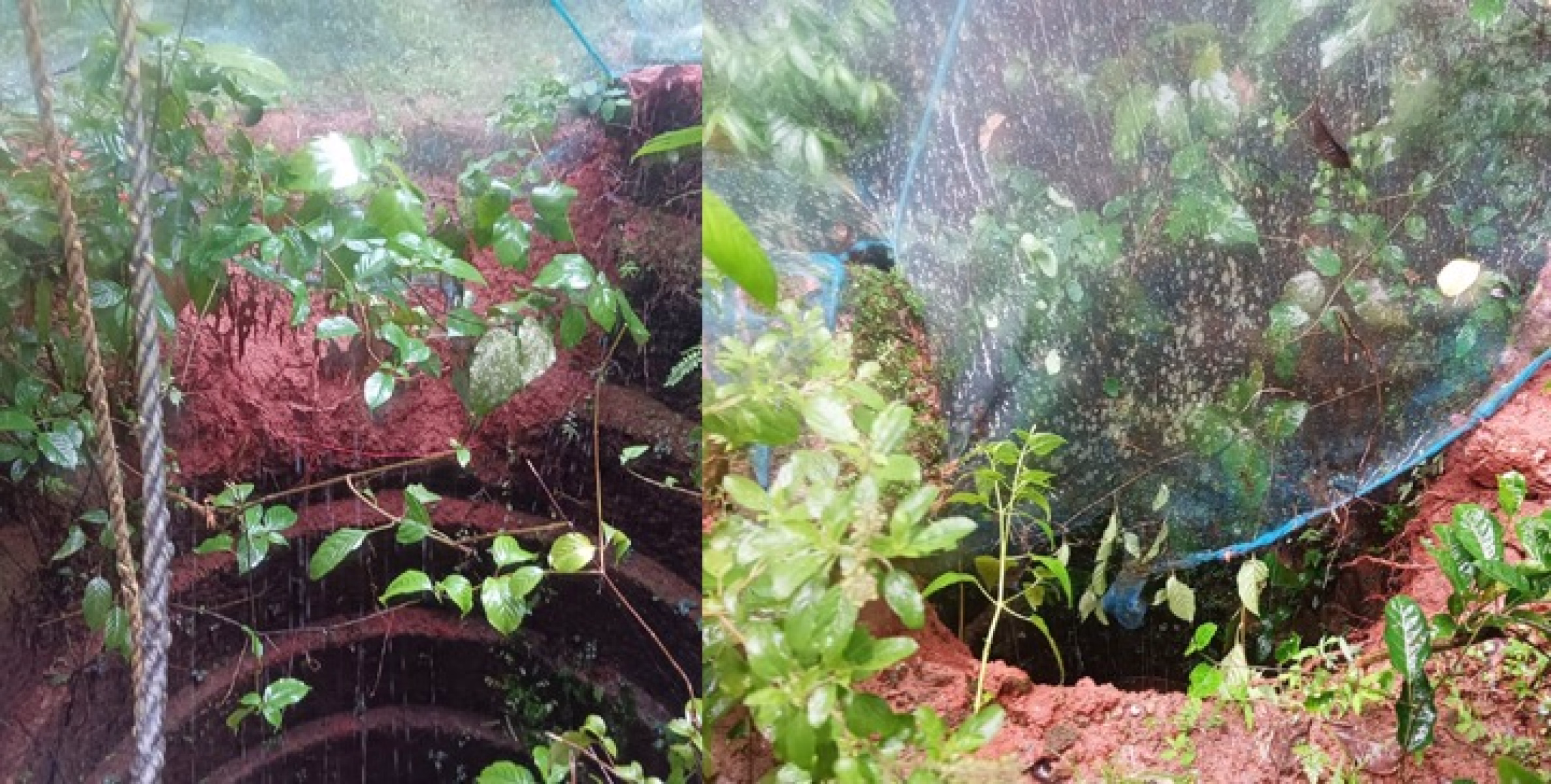 കനത്തമഴയിൽ മനേക്കരയിൽ കിണർ ഭിത്തി ഇടിഞ്ഞുതാഴ്ന്നു