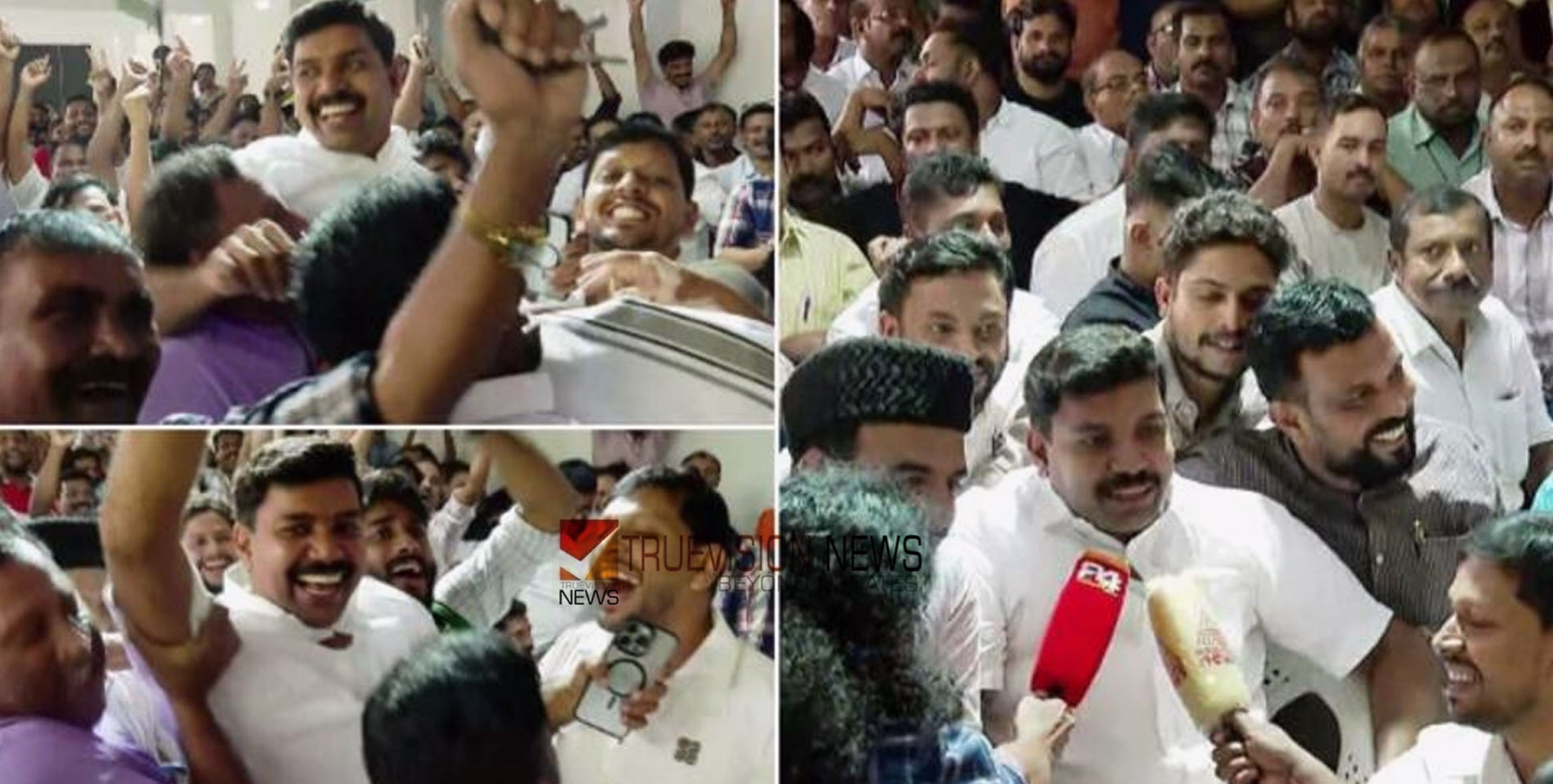 നിലമ്പൂരിൽ ആറാടി ആര്യാടൻ; വി എസ് ജോയിയെ എടുത്തുയർത്തി യുഡിഎഫ് പ്രവർത്തകരുടെ ആഹ്ളാദ പ്രകടനം