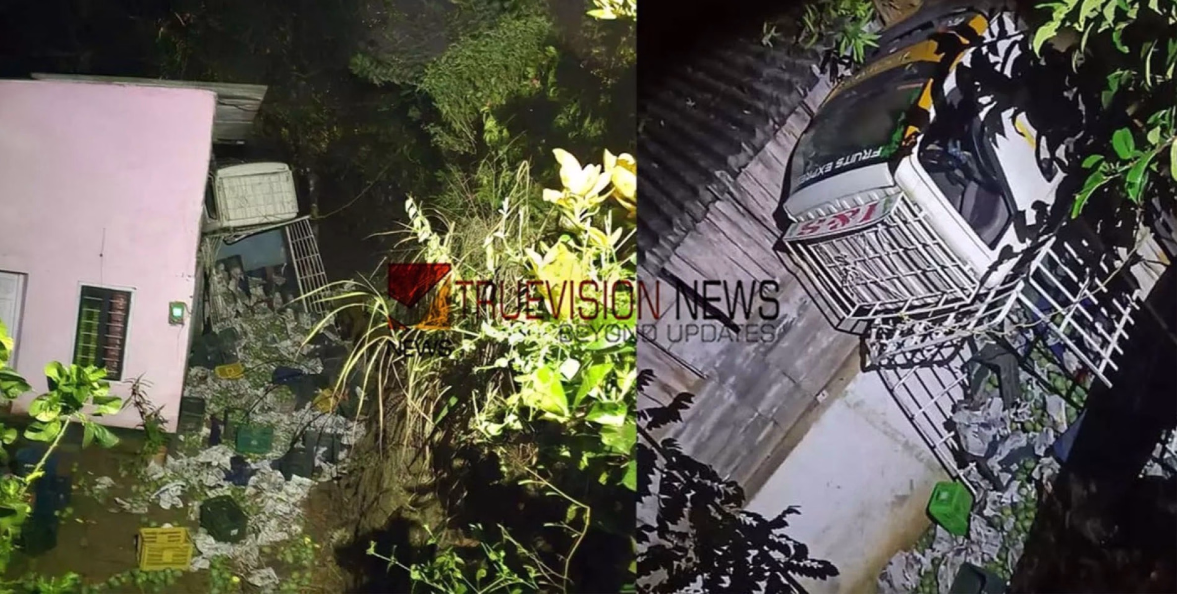 നെടുങ്കണ്ടത്ത് ലോറി വീടിന് മുകളിലേക്ക് മറിഞ്ഞു