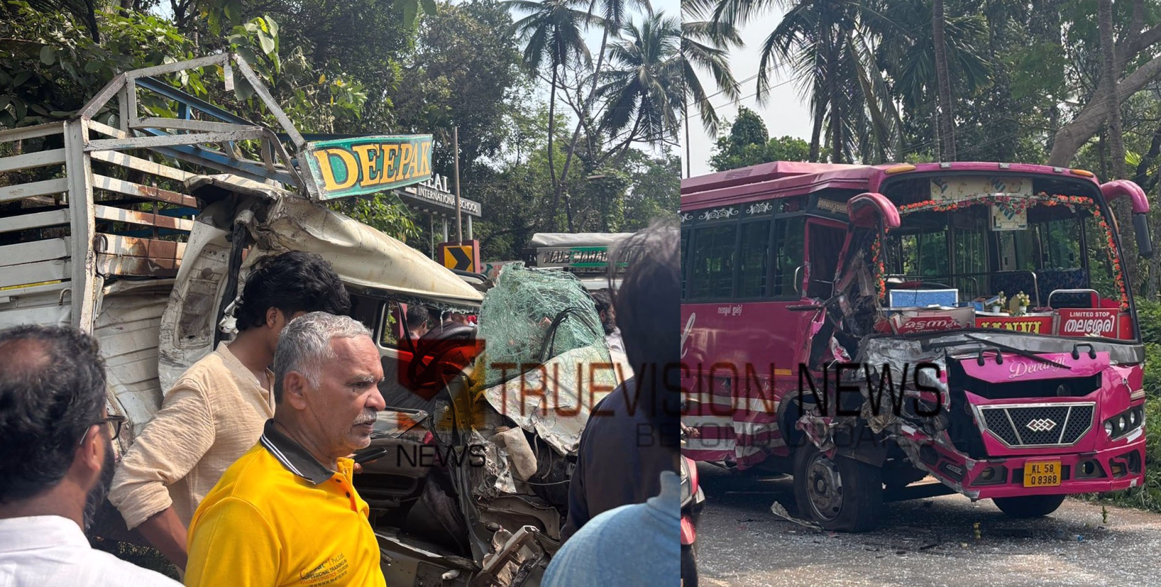 കണ്ണൂരിൽ സ്വകാര്യ ബസ് പിക്കപ്പ് വാനിലിടിച്ച് അപകടം; ഒരു മരണം, 15 ഓളം പേർക്ക് പരിക്ക്