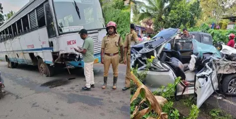 വിദ്യാർത്ഥിക്കൾ സഞ്ചരിച്ച കാറിൽ കെ.എസ് ആർ.ടി.സി ബസിടിച്ച് ഒരാൾ മരിച്ചു; മൂന്ന് വിദ്യാർത്ഥികൾക്ക് ഗുരുതര പരിക്ക്