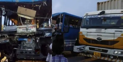 #accident | നിയന്ത്രണംവിട്ട ബസ് ആംബുലൻസിലും ലോറിയിലും ഇടിച്ച് അപകടം; നിരവധി പേർക്ക് പരിക്ക് 