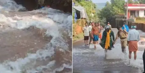 ജപ്പാൻ കുടിവെള്ള പദ്ധതി പൈപ്പ് പൊട്ടി; റോഡിലൂടെ കുത്തിയൊലിച്ച ജല പ്രവാഹം വീടുകളിലേക്ക് ഇരച്ചെത്തി