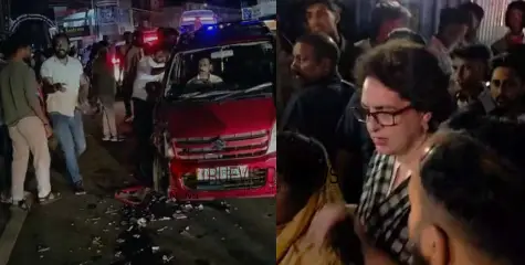 കൽപറ്റയിലേക്കുള്ള യാത്രമധ്യേ വാഹനാപകടം; റോഡിലേക്കിറങ്ങി പ്രിയങ്ക; വാഹനവ്യൂഹത്തിലെ ഡോക്ടറെ വരുത്തി ചികിത്സ ഉറപ്പാക്കി മടക്കം