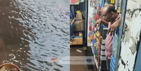 പാനൂരിൽ കനത്ത മഴ ;  ഓവുകളടഞ്ഞ് കടകളിലേക്ക് വെള്ളം ഇരച്ചെത്തി, നാശ നഷ്ടം