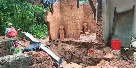 പാനൂരിൽ കനത്ത മഴയിൽ വീടും, കിണറും  തകർന്നു ; വീട് അപകടാവസ്ഥയിൽ