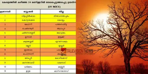'പേമാരി പെയ്തിട്ടും ചൂടാറാതെ സൂര്യൻ'; കേരളത്തിൽ 14 ഇടത്ത് അൾട്രാ വയലറ്റ് സൂചിക ഉയർന്ന നിലയിൽ തന്നെ!