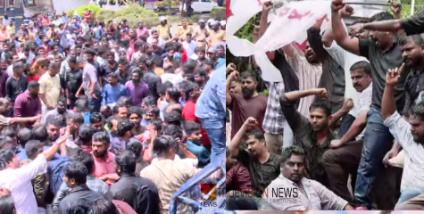 സര്‍വകലാശാല ആസ്ഥാനം 'സമര മുഖം'; അകത്തും പുറത്തും സംഘര്‍ഷം; പ്രതിഷേധവുമായി ഡിവൈഎഫ്ഐ, എഐഎസ്എഫ് പ്രവര്‍ത്തകര്‍
