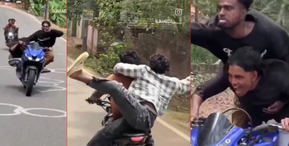 ബൈക്കിൽ എഴുന്നേറ്റ് നിന്നും ഡാൻസ് കളിച്ചും യാത്ര; നടുറോഡിൽ യുവാക്കളുടെ അഭ്യാസ പ്രകടനം, നാല് പേർ അറസ്റ്റിൽ