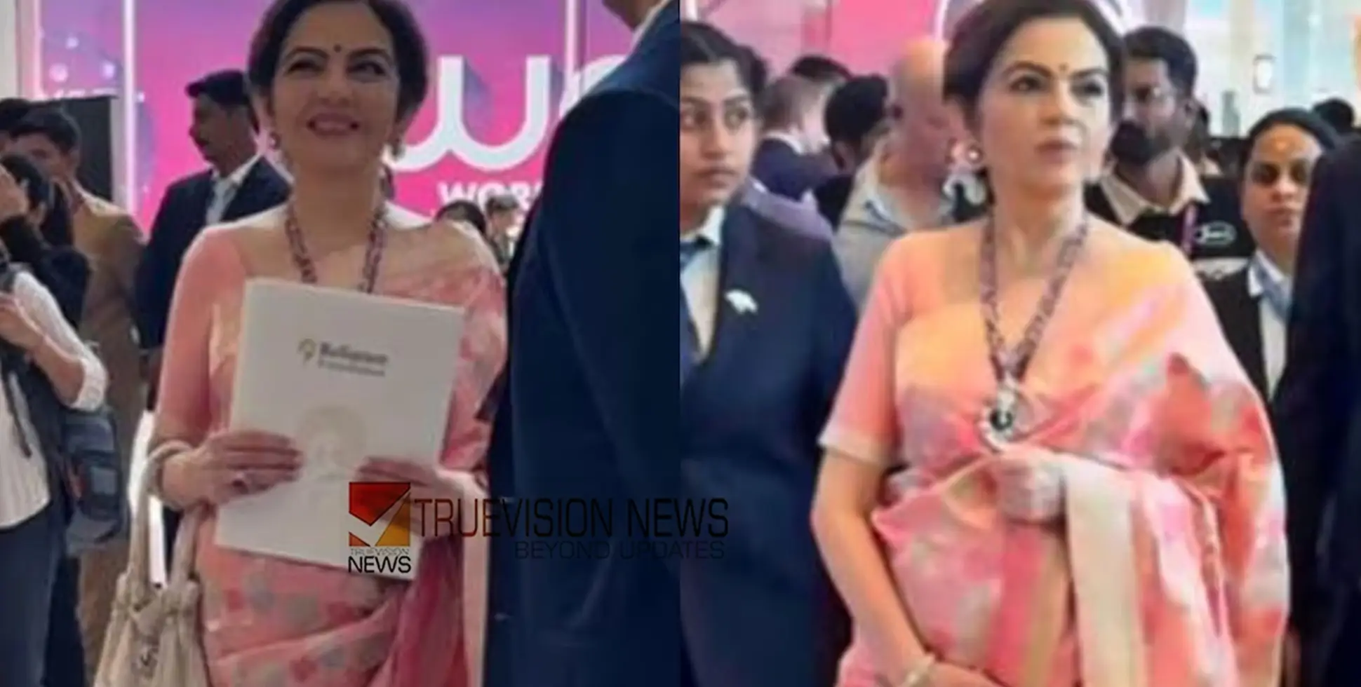 പേസ്റ്റൽ സാരിയിൽ മനോഹരിയായി നിത അംബാനി